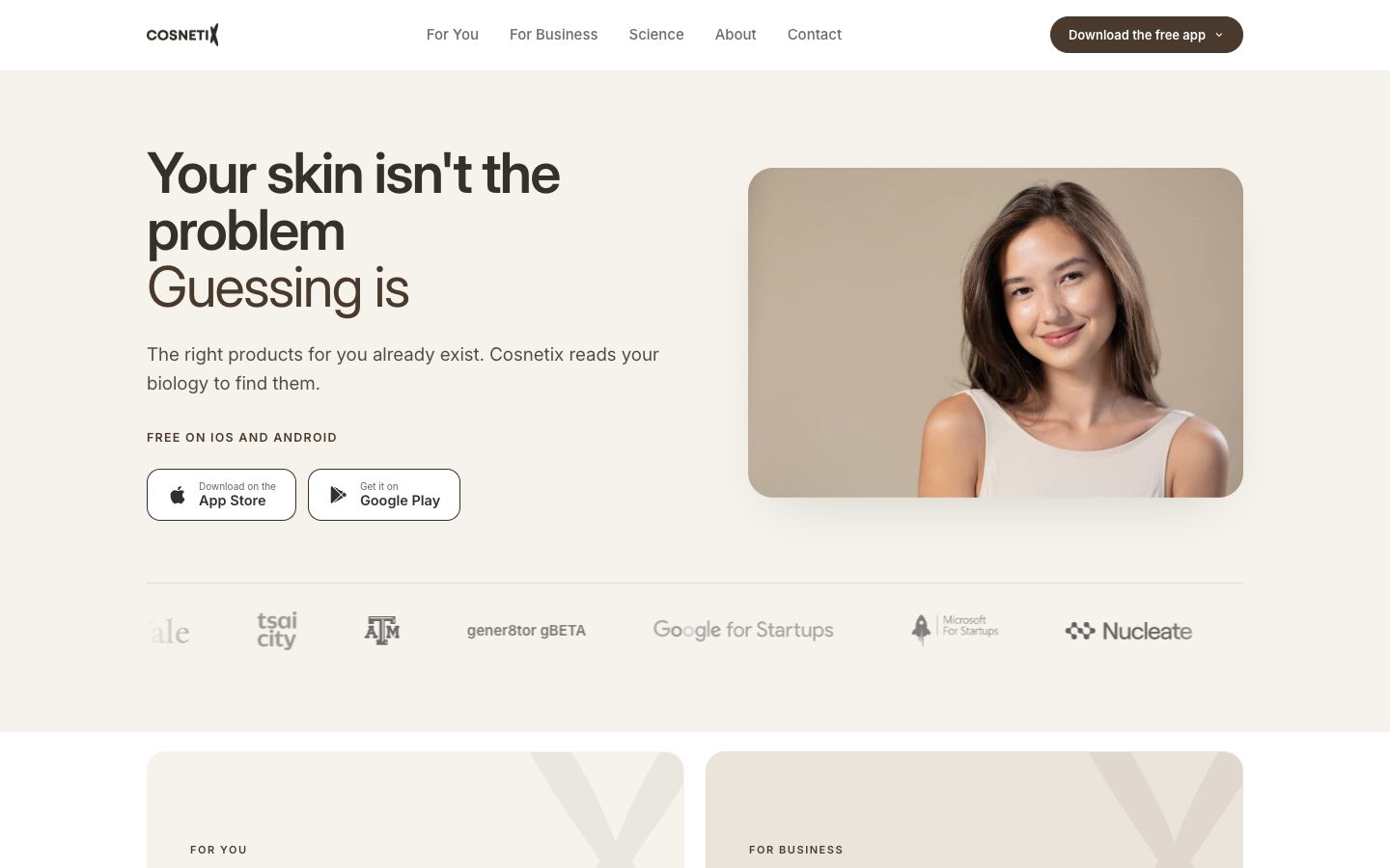 Cosnetix landing page